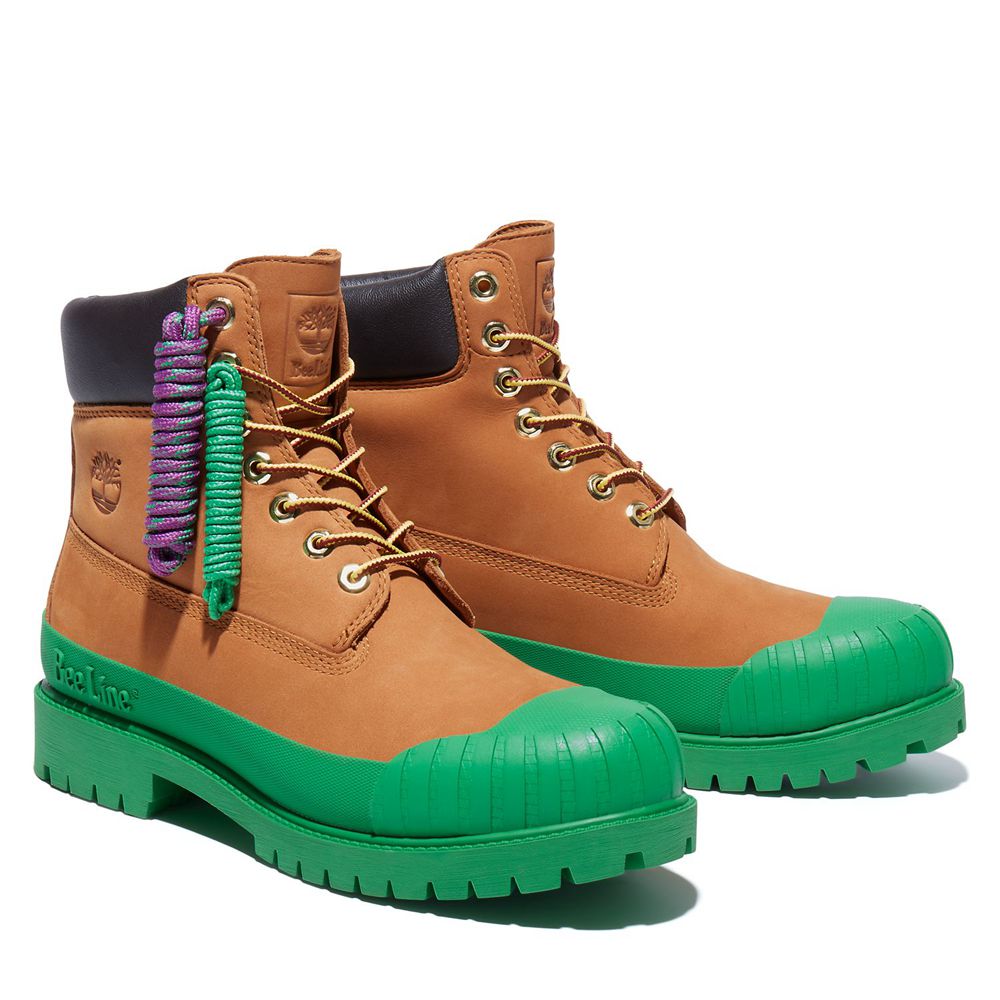 Bocanci 6-Inch Timberland Barbati Maro/Verzi - Bee Line X Waterproof Rubber Toe - Romania - DPJZBI19